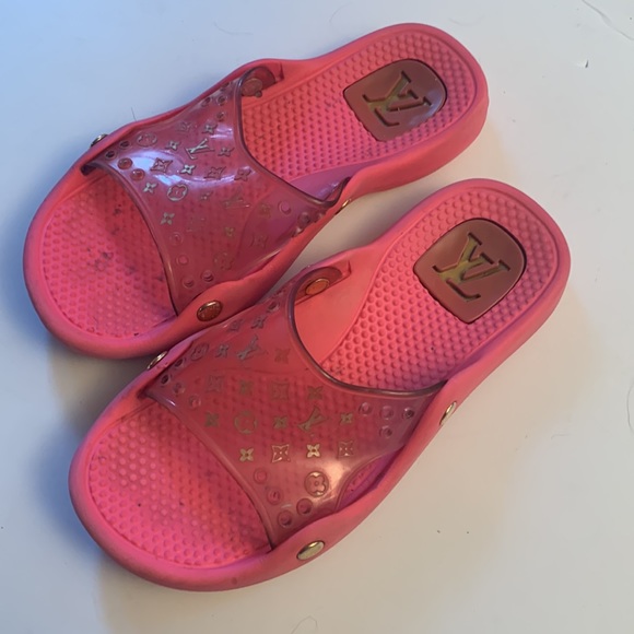 Louis Vuitton pink Monogrammed Pool Slide Sandals Sz 7.5/8 - Picture 7 of 9